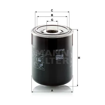Filtre à huile MANN-FILTER W 1374/6 pour DEUTZ-FAHR AGROTRON 230 MK3 - 230cv
