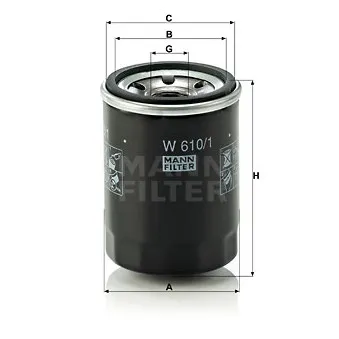 Filtre à huile MANN-FILTER [W 610/1]