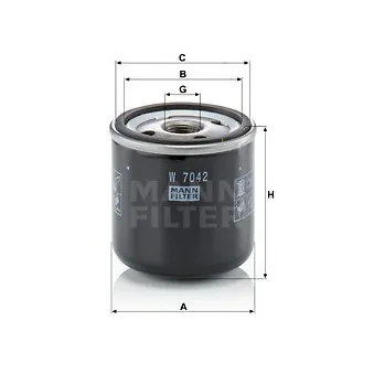 Filtre à huile MANN-FILTER W 7042 pour SAME DORADO 76 - 75cv