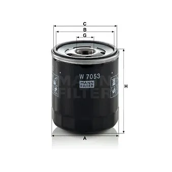 Filtre à huile MANN-FILTER W 7053 pour CITROEN XSARA 1.8 D - 58cv