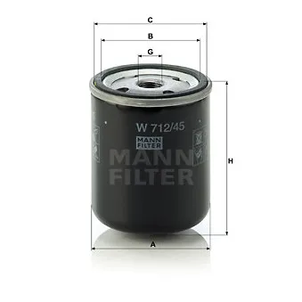 Filtre hydraulique, boîte automatique MANN-FILTER W 712/45 pour SCANIA 3 - series 113 E/320 - 320cv