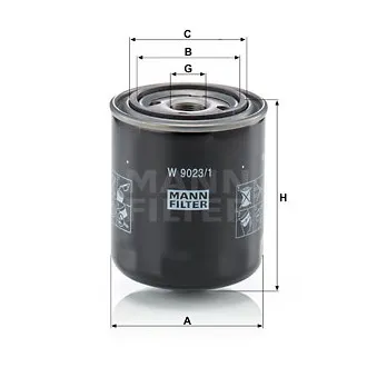 Filtre hydraulique, boîte automatique MANN-FILTER W 9023/1 pour SCANIA L,P,G,R,S - series P500 - 500cv