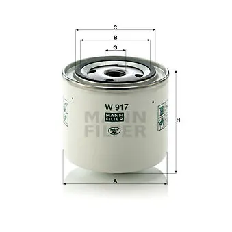 Filtre à huile MANN-FILTER W 917 pour VOLVO FH12 FH 12/380 - 379cv
