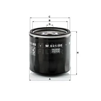 Filtre à huile MANN-FILTER W 921/80 pour MITSUBISHI Canter (FE5, FE6) Canter 60 - 117cv