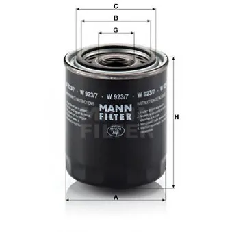 Filtre hydraulique, boîte automatique MANN-FILTER W 923/7 pour CASE IH CS 48, 48A - 48cv