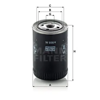 Filtre à huile MANN-FILTER W 936/4 pour JOHN DEERE Series 2050 2750 - 56cv