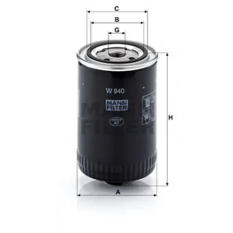 Filtre à huile MANN-FILTER W 940 (10) pour VOLKSWAGEN PASSAT 1.8 T 20V - 150cv