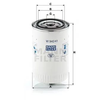 Filtre, système hydraulique de travail MANN-FILTER W 940/41 pour IRISBUS CITELIS 18 CNG - 310cv
