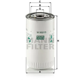 Filtre à huile MANN-FILTER W 950/13 pour VOLVO F10 F 10/310 - 313cv