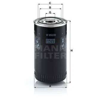 Filtre à huile MANN-FILTER W 950/26 pour IVECO EUROCARGO 160E,21P - 207cv