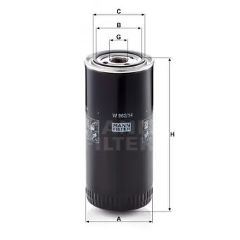 Filtre à huile MANN-FILTER W 962/14 pour STEYR 790-Serie 790,132 - 132cv