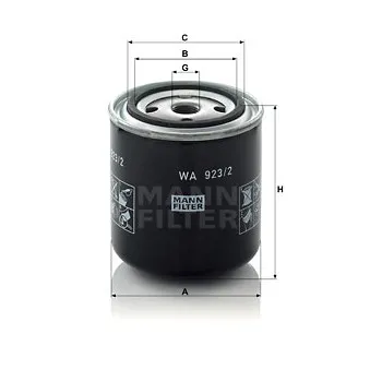 Filtre de liquide de refroidissement MANN-FILTER WA 923/2 pour SCANIA 3 - series 143 M/450 - 450cv