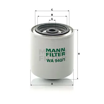 Filtre de liquide de refroidissement MANN-FILTER WA 940/1 pour IVECO EUROTECH MT 190 E 24 K - 239cv
