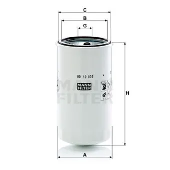 Filtre, système hydraulique de travail MANN-FILTER WD 10 002 pour CLAAS AXION 850 - 250cv