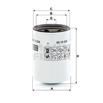 Filtre, système hydraulique de travail MANN-FILTER OEM H335620