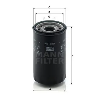 Filtre, système hydraulique de travail MANN-FILTER WD 11 001 pour DEUTZ-FAHR AGROPLUS 70 A - 69cv