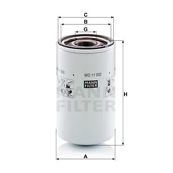 Filtre, système hydraulique de travail MANN-FILTER WD 11 002 pour SAME EXPLORER 85 - 86cv