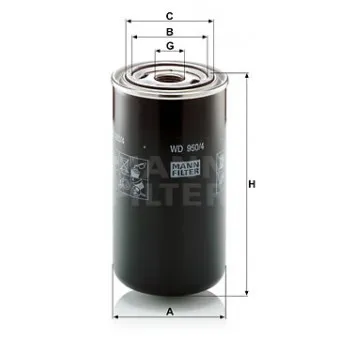 Filtre hydraulique, boîte automatique MANN-FILTER WD 950/4 pour FENDT Farmer 206 S, 207 S - 60cv