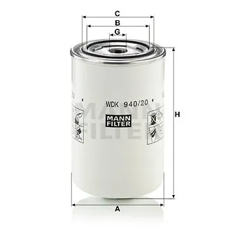 Filtre à carburant MANN-FILTER WDK 940/20 pour MCCORMICK X4 X4,50 - 90cv