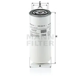 Filtre à carburant MANN-FILTER WDK 962/16 pour IVECO TRAKKER AD260T33 - 330cv