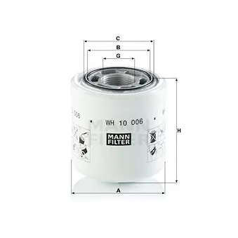 Filtre, système hydraulique de travail MANN-FILTER WH 10 006 pour JOHN DEERE Series 7 7250R, 7260R - 250cv