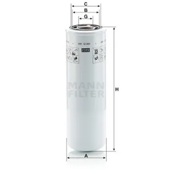 Filtre hydraulique, boîte automatique MANN-FILTER WH 12 005 pour JOHN DEERE Series 9000 9100 - 260cv
