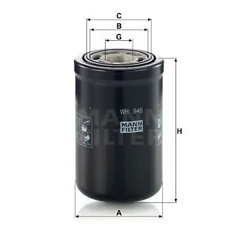 Filtre hydraulique, boîte automatique MANN-FILTER WH 945 pour JOHN DEERE Series 6020 6020 SE, 6120 - 75cv