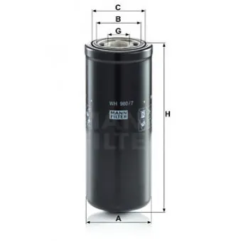Filtre, système hydraulique de travail MANN-FILTER WH 980/7 pour NEW HOLLAND TM TM190 - 193cv