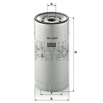 Filtre à carburant MANN-FILTER WK 1080/6 x pour MERCEDES-BENZ ACTROS MP2 / MP3 2546 LS - 456cv
