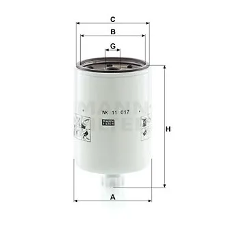 Filtre à carburant MANN-FILTER WK 11 017 pour JOHN DEERE Series 9020 9120 - 284cv