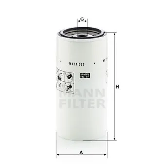 Filtre à carburant MANN-FILTER WK 11 030 x pour JOHN DEERE Series 8 8260R, 8270R - 260cv