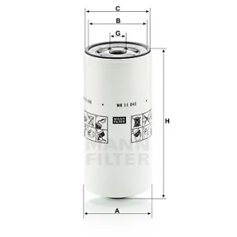 Filtre à carburant MANN-FILTER WK 11 040 x pour JOHN DEERE Series 9030 9630, 9630T - 537cv