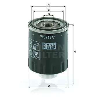 Filtre à carburant MANN-FILTER WK 718/7 pour LANDINI MISTRAL 50 - 48cv