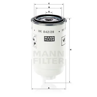 Filtre à carburant MANN-FILTER WK 842/28 pour DEUTZ-FAHR AGROSTAR DX 6,08 - 107cv