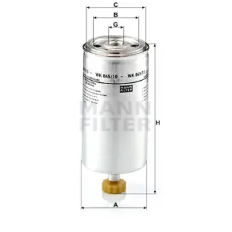 Filtre à carburant MANN-FILTER WK 845/10 pour DAF CF 85 FAG 85,510, FAN 85,510 - 510cv