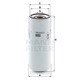 Filtre à carburant MANN-FILTER WK 850/3 pour ERF B-Serie 31C4 - 234cv