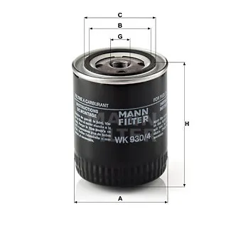 Filtre à carburant MANN-FILTER WK 930/4 pour IVECO ZETA 65-10 H - 101cv