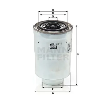 Filtre à carburant MANN-FILTER WK 940/11 x pour NEW HOLLAND WORKMASTER 35 - 33cv