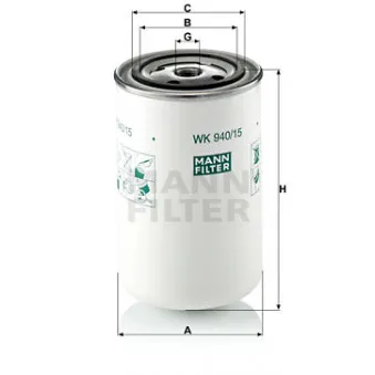 Filtre à carburant MANN-FILTER WK 940/15 pour RENAULT TRUCKS PREMIUM Distribution 300,19 - 300cv
