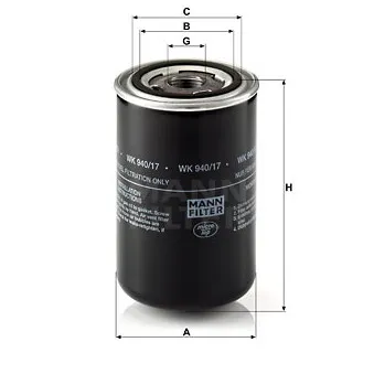 Filtre à carburant MANN-FILTER WK 940/17