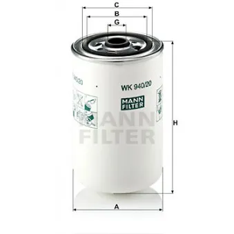 Filtre à carburant MANN-FILTER WK 940/20 pour RENAULT TRUCKS PREMIUM Distribution 320,26D - 313cv