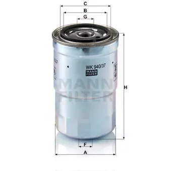 Filtre à carburant MANN-FILTER WK 940/37 x pour MITSUBISHI Canter (FB7, FB8, FE7, FE8) 3C15 - 146cv