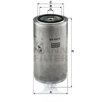 Filtre à carburant MANN-FILTER WK 950/19 pour IVECO TRAKKER AD720T45P - 451cv