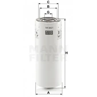 Filtre à carburant MANN-FILTER WK 980/1 pour MERCEDES-BENZ ECONIC 1828 LS - 279cv