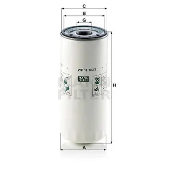 Filtre à huile MANN-FILTER WP 11 102/3 pour VOLVO FMX II 400 - 400cv