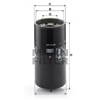 Filtre à huile MANN-FILTER WP 12 308 pour AGCO DT Series DT 180 - 180cv