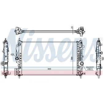 Radiateur, refroidissement du moteur NISSENS 630764 pour OPEL ASTRA 1.6 SIDI - 170cv