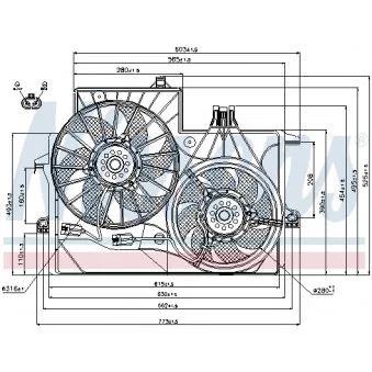 Ventilateur, refroidissement du moteur NISSENS 85200 pour OPEL MERIVA 1.7 DTI - 75cv