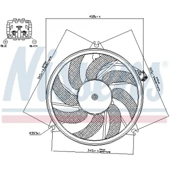 Ventilateur, refroidissement du moteur NISSENS 85671 pour PEUGEOT 206 2.0 HDI - 90cv