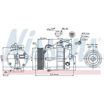Compresseur, climatisation NISSENS 89030 pour MERCEDES-BENZ ACTROS MP2 / MP3 2644, L, LL - 435cv